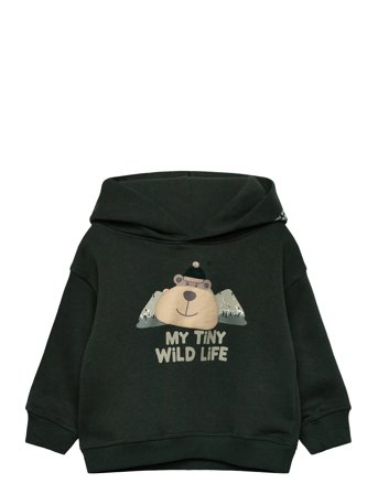 Mango Printed Hoodie - Green - 3-4
