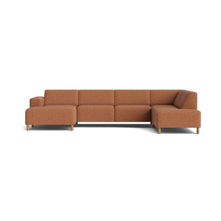 Seam U-Form Sofa, links, Puente Braun Terracotta, modernes Design, komfortable Polsterung mit Nozag-Federung, hochwertige Verarbeitung, 78cm