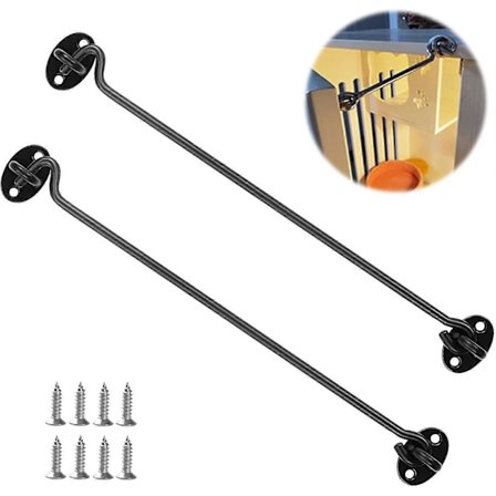 Rostfri Kabinhake, Svart - Dörrlås Skydd - Stormkrokar