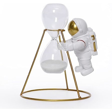Koristeellinen astronauttitiimalasi, patsasveistos patsas sisustus kodinsisustus pöytäkoriste hartsipöytäasusteet (kulta)