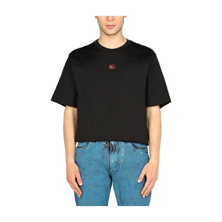 Dolce & Gabbana, T-Shirt With Logo Czarny, Mężczyzna, Rozmiar: S
