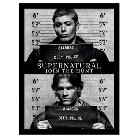 Supernatural City Police Inramad Poster 45cm x 35cm Svart/Vit