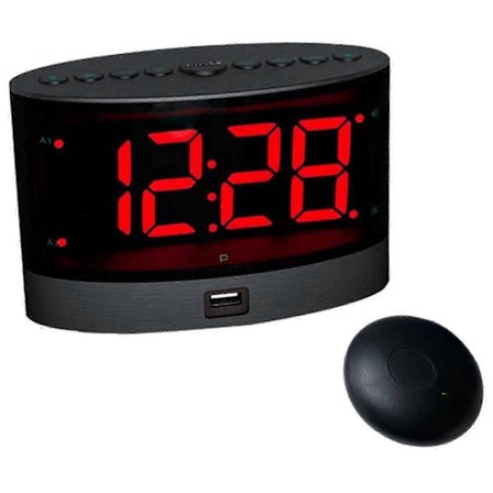Erittäin kova herätyskello langattomalla sängyn ravistimella, värisevä kaksoisherätyskello yhteensopiva raskaiden nukkujien ja kuurojen kanssa