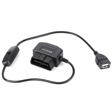 18.7in OBD2 USB-ladekabel 16-pinners kontakt for bil GPS DVR-kamera