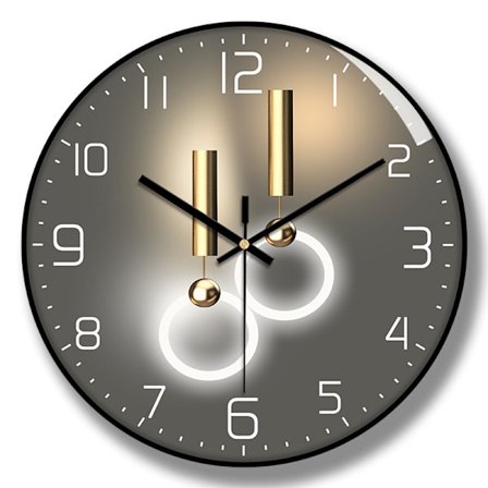 Væg ur diameter 30 cm runde tal Quartz vægur lydløs batteridrevet (sort)