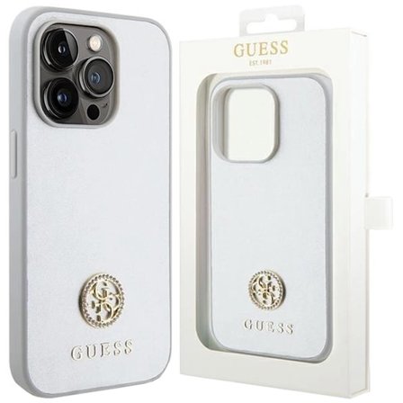 Guess Strass Metal Logo Deksel til iPhone 15 Pro - Sølv