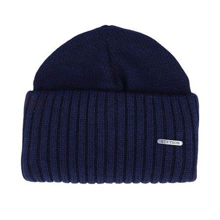 Stetson - Blau cuff Mütze - Merino Wool Dark Blue Cuff @ Hatstore