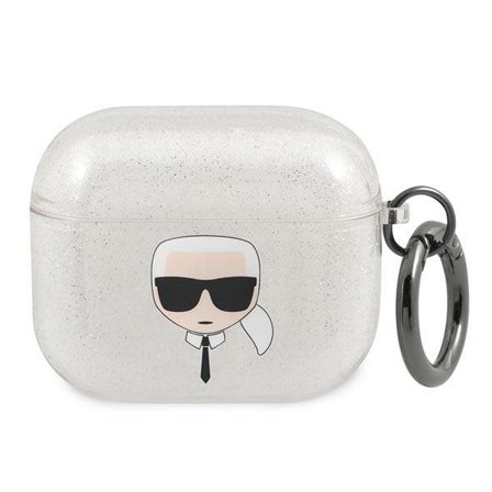 Karl Lagerfeld Glitter Karl's Head-etui for AirPods 3 - sølv