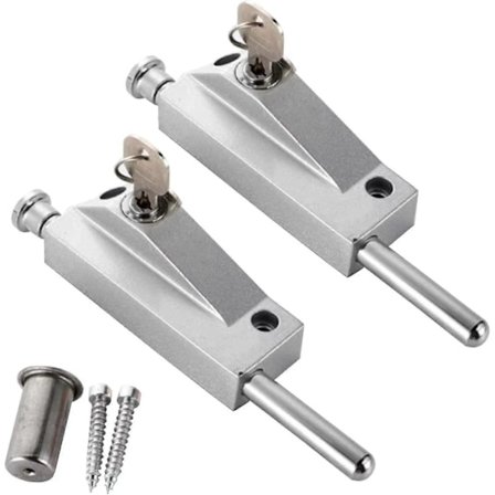 Glasdørlåse i aluminiumslegering, gulvbolt, sikkerheds tyverisikringslås, drejedørslås, 2 stk. (sølv)