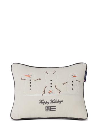 Snowmen Embroidered Cotton Velvet Pillow Home Textiles Cushions & Blankets Cushions Nude Lexington Home