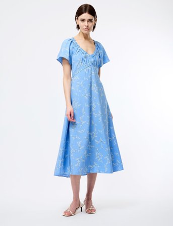 French Connection Daniella Faron Drape V Nk Midi - Blue - 36