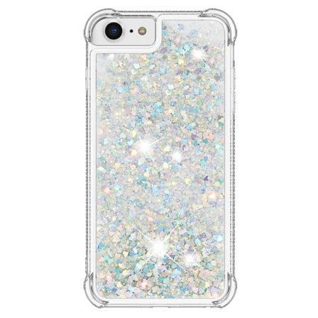 Etui Kompatibelt med iPhone SE 2022/2020 / iPhone 8 Bumper Cover Glitrende Glitter Bling Flydende Væske Sølv Ingen