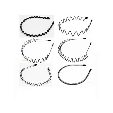 6 stk metall pannebånd svart hårbøyle fjær bølge hårbånd multi-