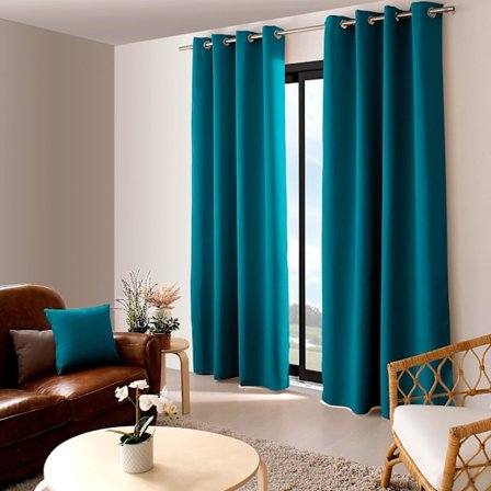 Mörkläggningsgardin - Värmeisolerande gardin mot kyla och värme 140x240 Ogenomskinlig gardin med öljetter Anti UV-ljus (sjöblå)