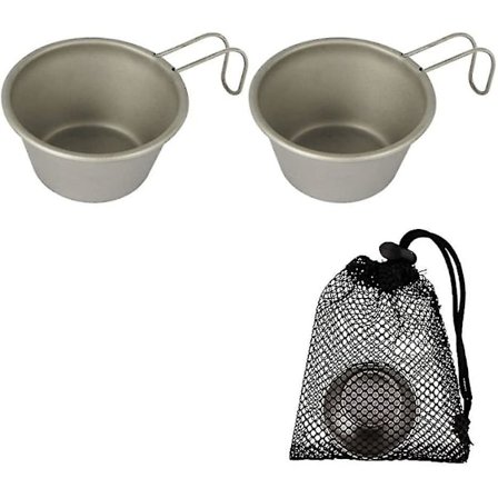 Udendørs Mini Lille Vinglas i Rustfrit Stål, Bærbar Camping Service, 50ml Lille Vandkop, Sølv, 2 stk.