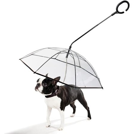 Paraply til kæledyr, gennemsigtig, sammenklappelig, vandtæt paraply til kæledyr, justerbart håndtag til hvalpe