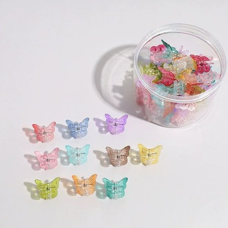 Glitter Mini Sommerfugl Hårklemmer, Glitrende Farverigt Hårtilbehør - Søde, Små, Mini Klemmer i 10 Farver Sæt med 40 (Glitter)
