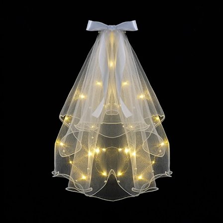 Nytt Perle Bryllupsslør Hvit Stropp Lengde Brude Tyll Hår