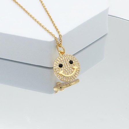 Guldpläterat smycke smiley olika modeller rolig kul glitter guld