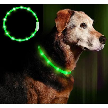 Blinkande hundhalsband LED-ljusande USB uppladdningsbart säkerhetshalsband med justerbar längd för hundkatt 3 lägen,