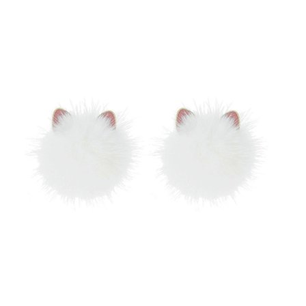 Kat Ørestikker til Kvinder Farverige Pompom Kugle Øreringe med Katteører Søde Dyreøreringe Elegante Øreringe Festdekoration