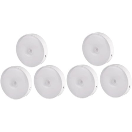 6 LED Nattlampor med USB Uppladdningsbar Rörelsesensor för Garderob, Kök, Trappor, Trådlösa Lampor för Möbler och Tavlor.