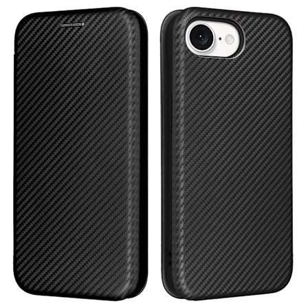 SKALO iPhone 16e Carbon Fiber Plånboksfodral - Svart
