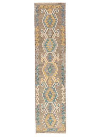 Kilim Afghan Old Style Rug 73X300 Runner Brown/Orange Wool, Afghanistan