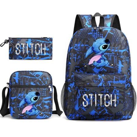 Lilo & Stitch Ryggsäck 3 Pack skolväska Blå blomma