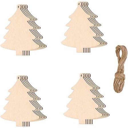 20 stk. juletrepynt i tre, hengende juletrekuler, DIY juletrepynt i tre for juledekorasjon bryllup