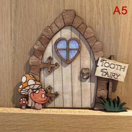 Mini Home Decorations Træ Fairy Alf Door Fairy Tale Gate Doo