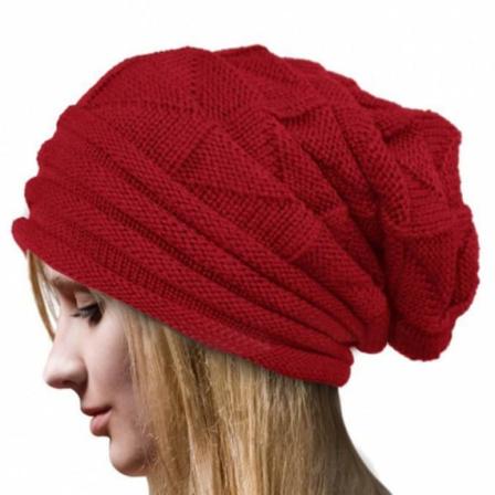 Kvinner Menn Vinter Heklet Slouch Hat Ull Strikket Lue Baggy W