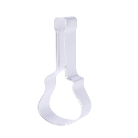 Gitarformet kakeform i rustfritt stål - DIY sjokoladeform - Bakeform for kake, fudge og sjokolade (Gitar 3, sølv)