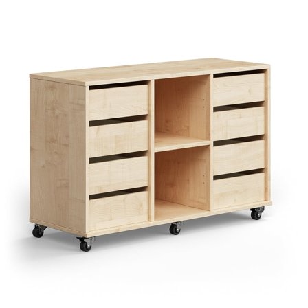 Student storage CASPER, 8 drawers, 2 compartments, birch