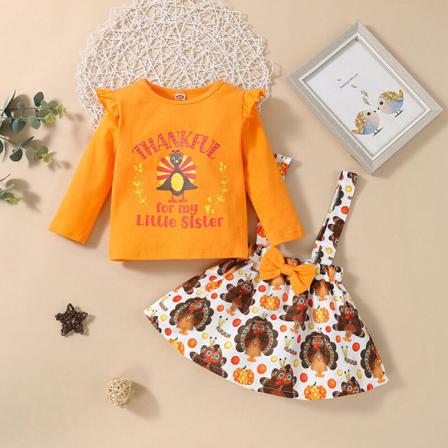 Kids Crew Neck Två Delar Outfit Thanksgiving Day 2 St Set