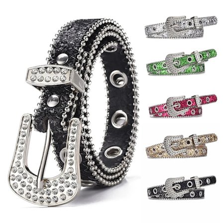 Luxurious Gothic Black Silver Metal Buckle Rhinestone Belt Body Four Seasons Y2K Womens Jeans Belt Punk Women Men Crystal Belts