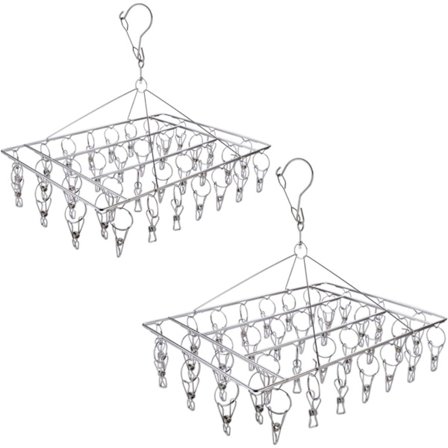 Sokketørrer i rustfrit stål, 2 bøjler, 36 klemmer