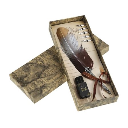 Europeisk vintage fjærpenn i metall med dyppespiss for kalligrafi (svart gradient)