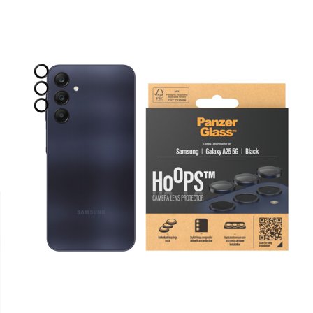 Panzer Hoops Black Camera Lens Protector Samsung Galaxy A25 5G PanzerGlass - High quality tempered glass screen protector