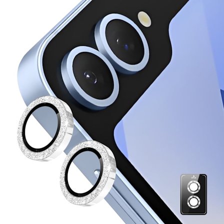 ENKAY Samsung Galaxy Z Flip 7 Linsskydd Glitter Silver