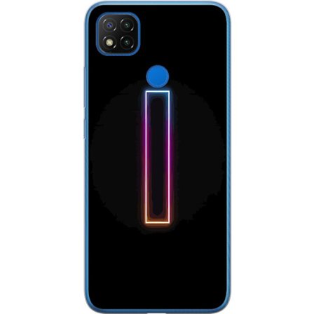 Kompatibel Mobilcover til Xiaomi Xiaomi Redmi 9C Minimalistisk neonbogstav I i regnbuefarver mod mørk baggrund