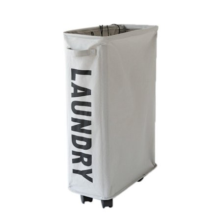 Sammenleggbar kleskurv Oxford-stoff Enkelt oppsett Oppbevaring med mesh-hjul Lys grå