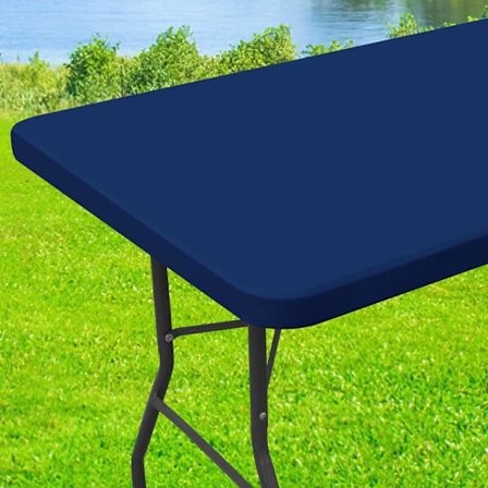 Spandex Picnic Duge, Elastiske Duge til 6 Fods Rektangulære Borde (Navy, 30"x72")