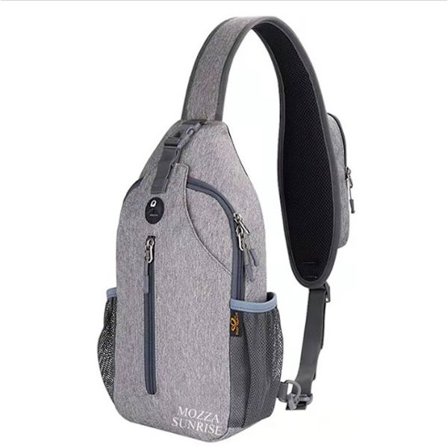 Crossbody Sling Ryggsäck Sling Väska Resa Vandring Bröstväska Dagryggsäck, Ljusgrå