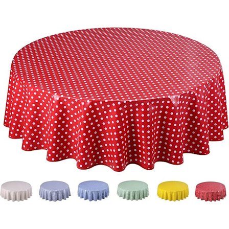 Home Direct Rund PVC Voksduk 140cm Små Røde Prikker