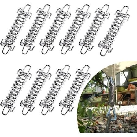 10 kpl ruostumattomasta teräksestä valmistettuja jousia, jousi, markiisin kiinnityssarja, tarvikkeet turvalliseen asennukseen retkeilytelttaan, teltan