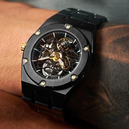 Aaran Mamut Black Automatic Skeleton Watch for Men - Skeleton watches