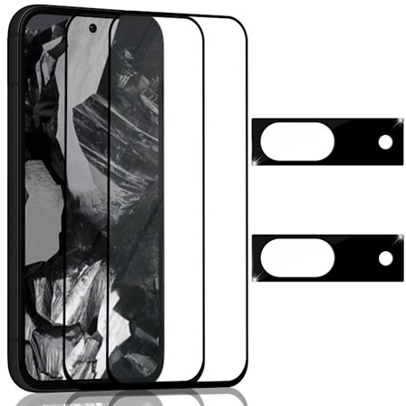 2-Pack GOOGLE PIXEL 8A Näytönsuoja & 2-Pack linssinsuoja - Karkaistu Lasi 9H - Super laatu 3D