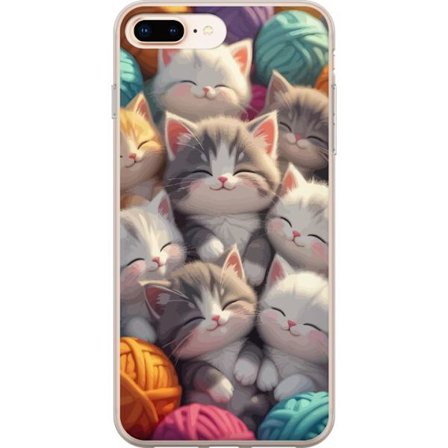 Yhteensopiva Puhelinkuori Apple iPhone 7 Plus Suloiset nukkuvat kissanpennut tiiviisti yhdessä värikkäiden lankakerien keskellä pehmeässä leikki