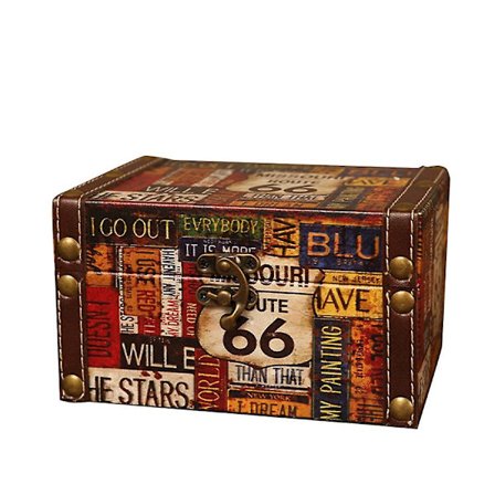 Vintage Dekorativ Kuffert Lille Retro Trækasse Kiste Lås Skrivebordsboks Afslutning Muhe Smykker B